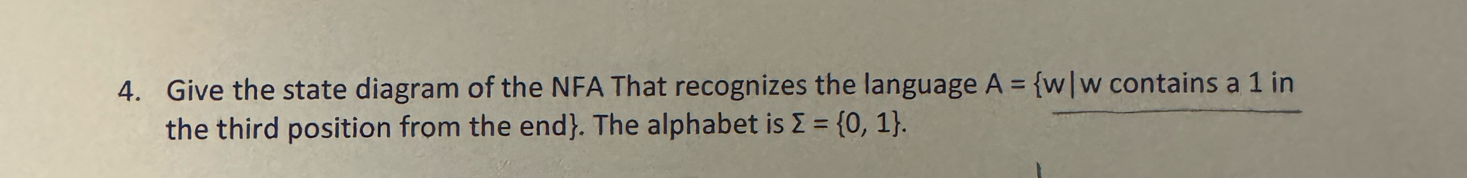 Give the state diagram of the NFA That recognizes