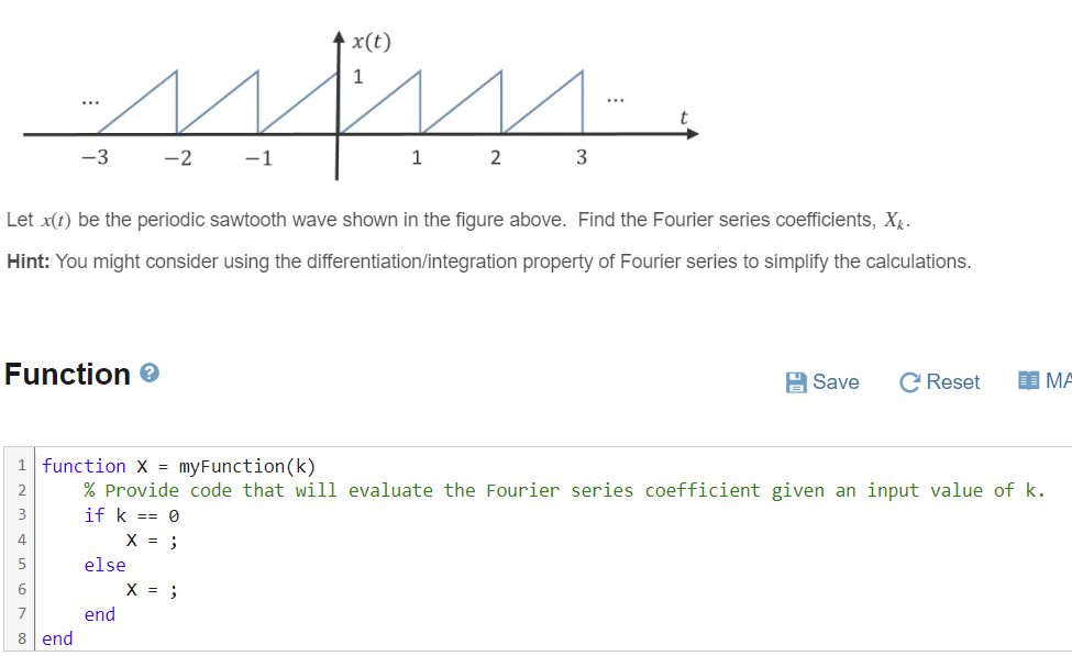 function X = myFunction ( k ) % Provide code that