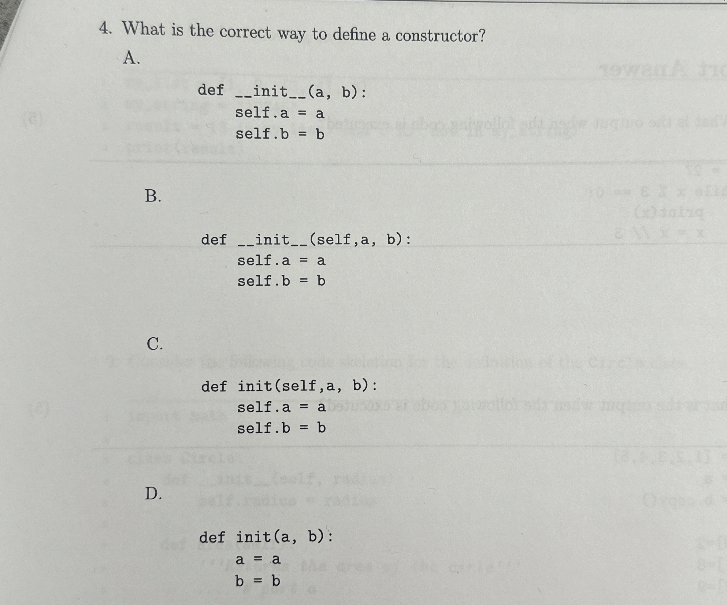 What is the correct way to define a constructor?