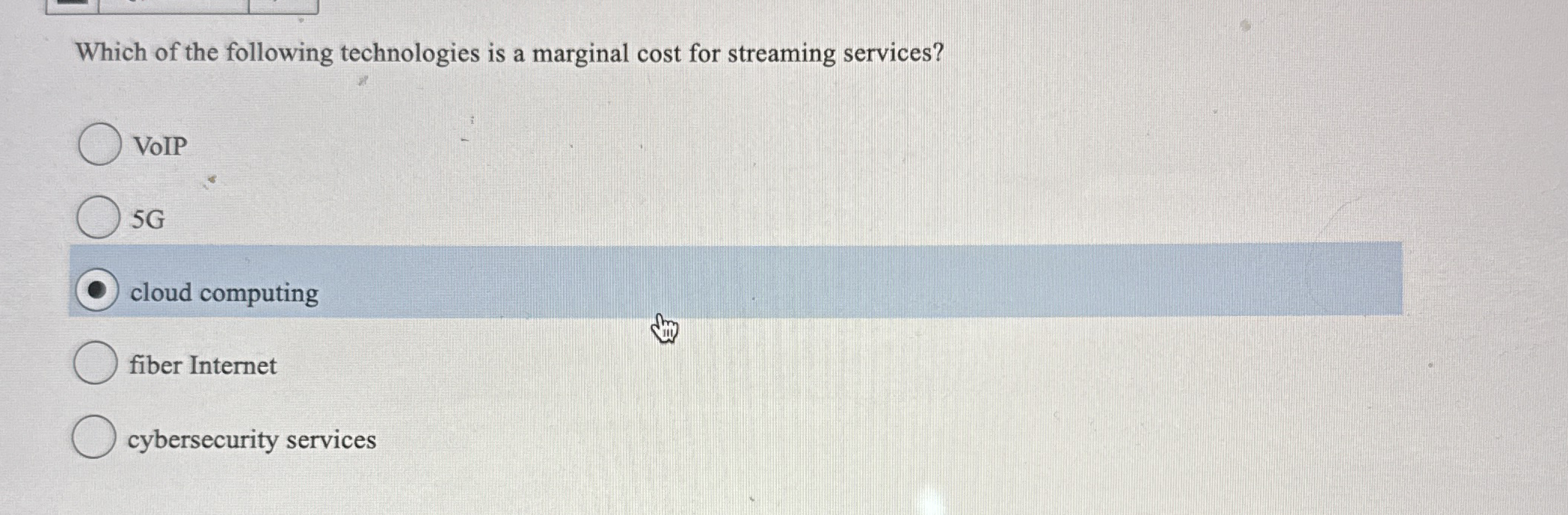 Which of the following technologies is a marginal