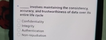 + involves maintaining the consistency, accuracy,
