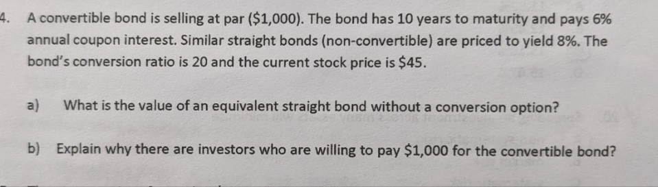 Please see the question in below 4. A convertible