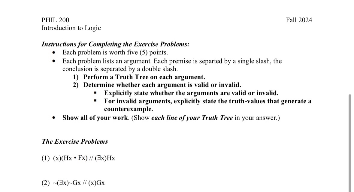 Hi could you please draw a truth tree for each one