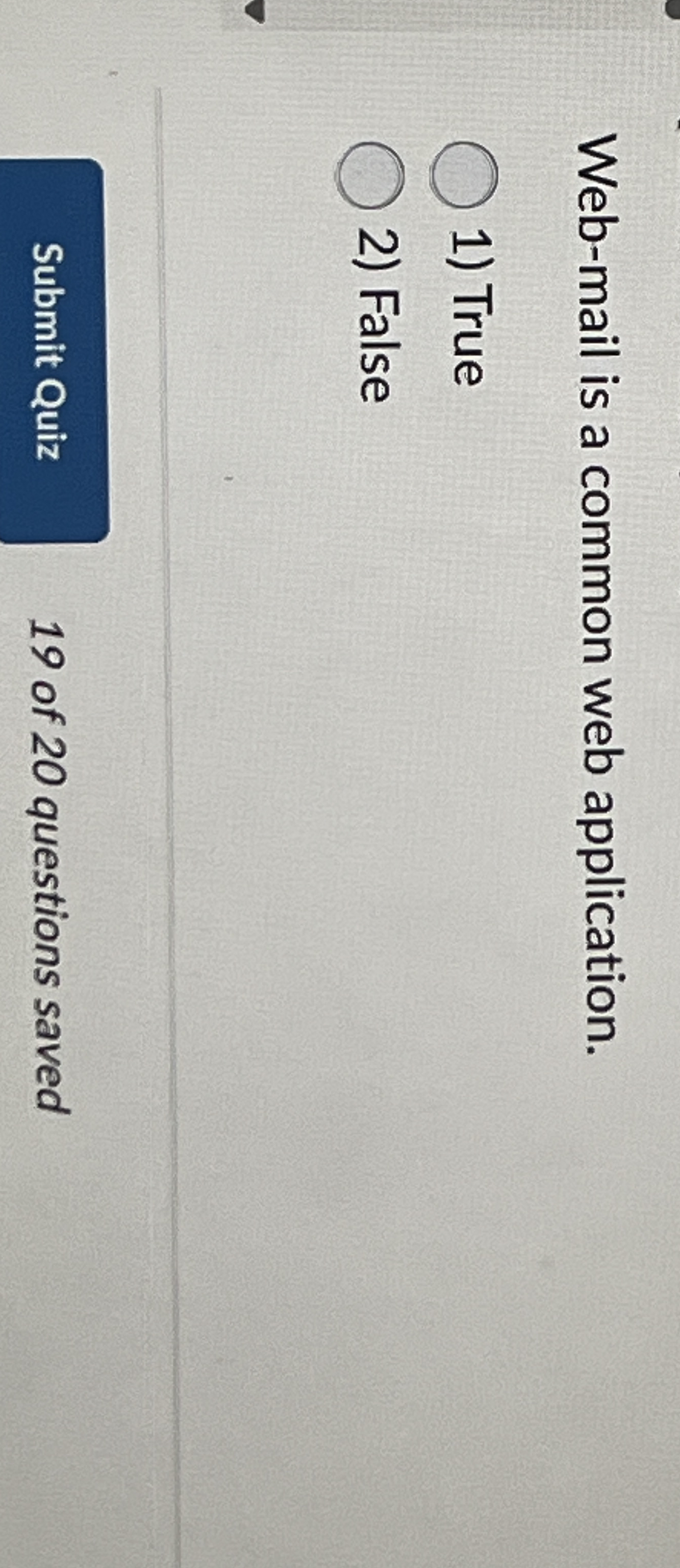 Web - mail is a common web application. True