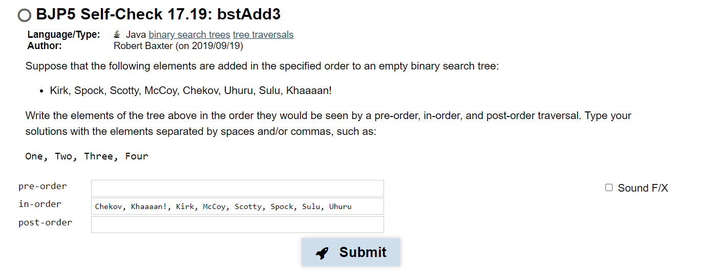 BJP 5 Self - Check 1 7 . 1 9 : bstAdd 3 Language