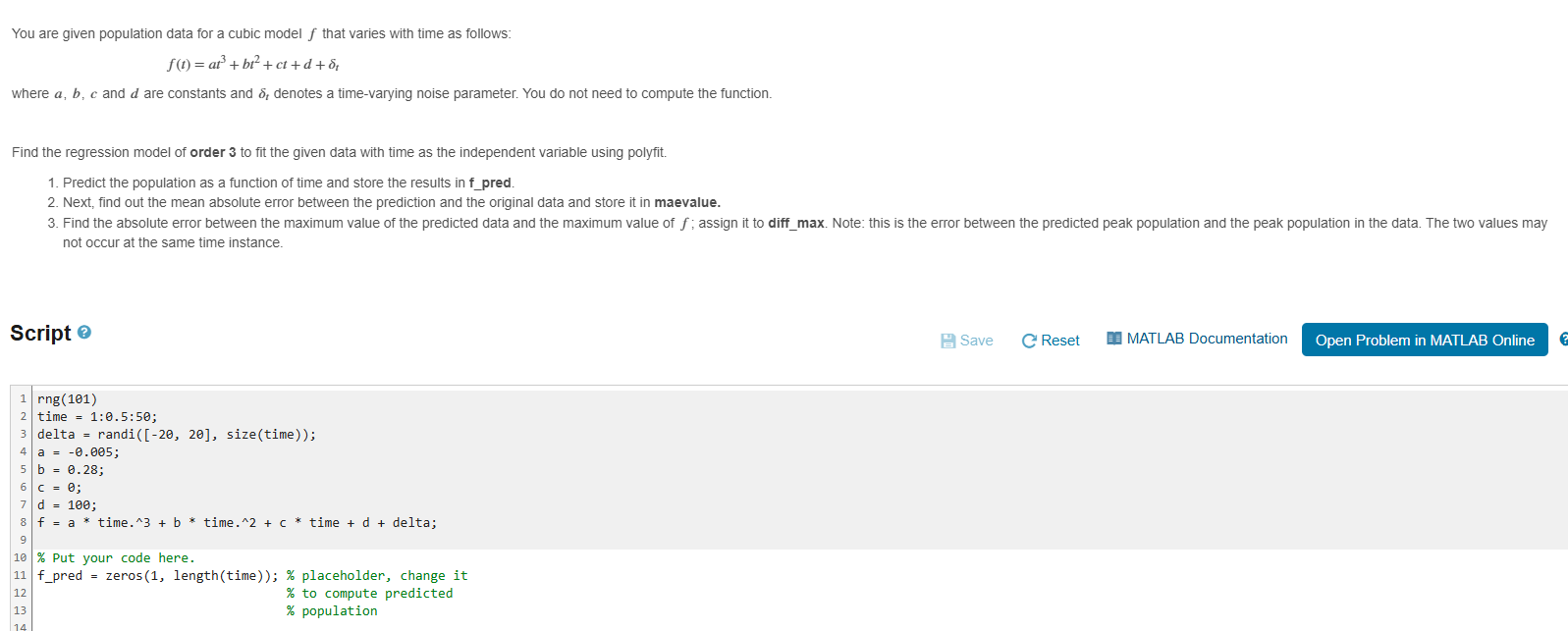 ` ` ` load golfdata.txt % load data from file