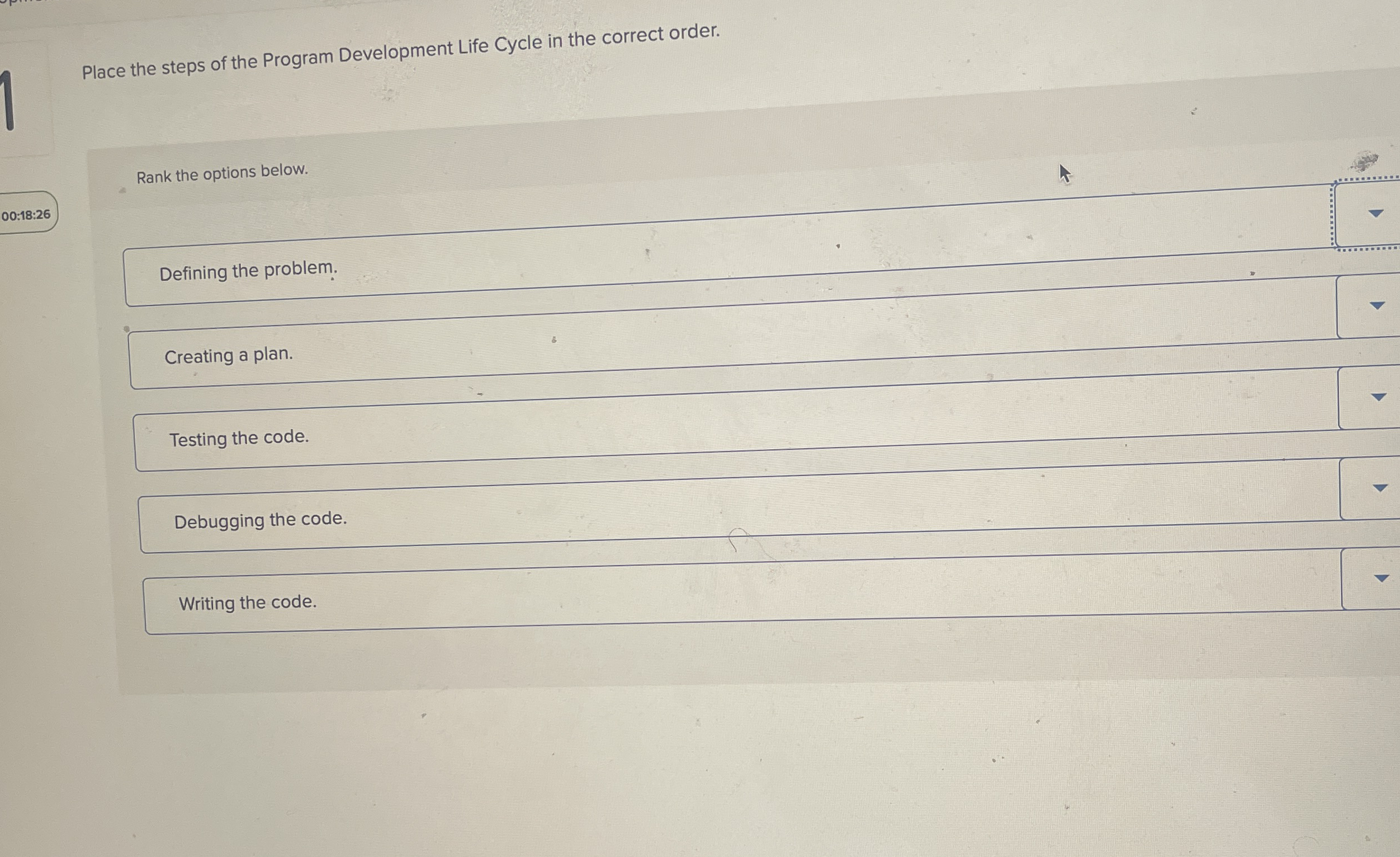 Place the steps of the Program Development Life