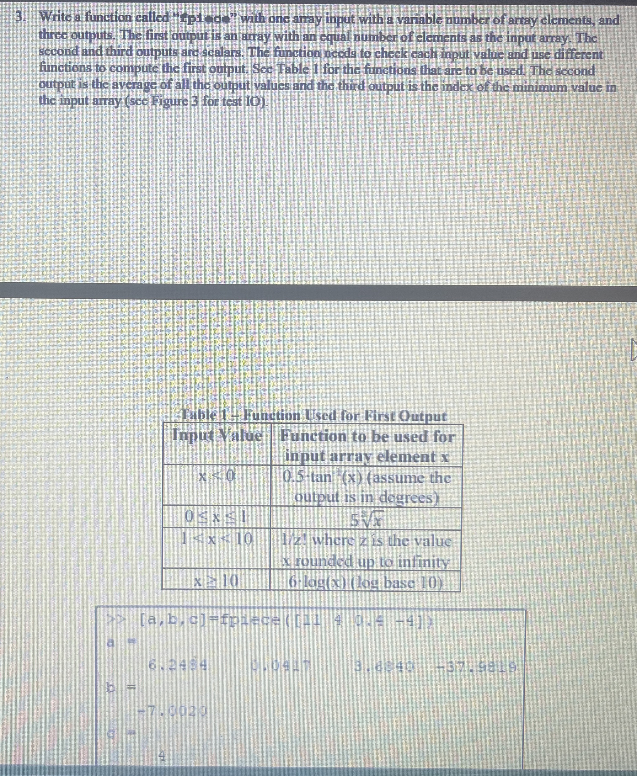 Write a function called fpiece " with one array
