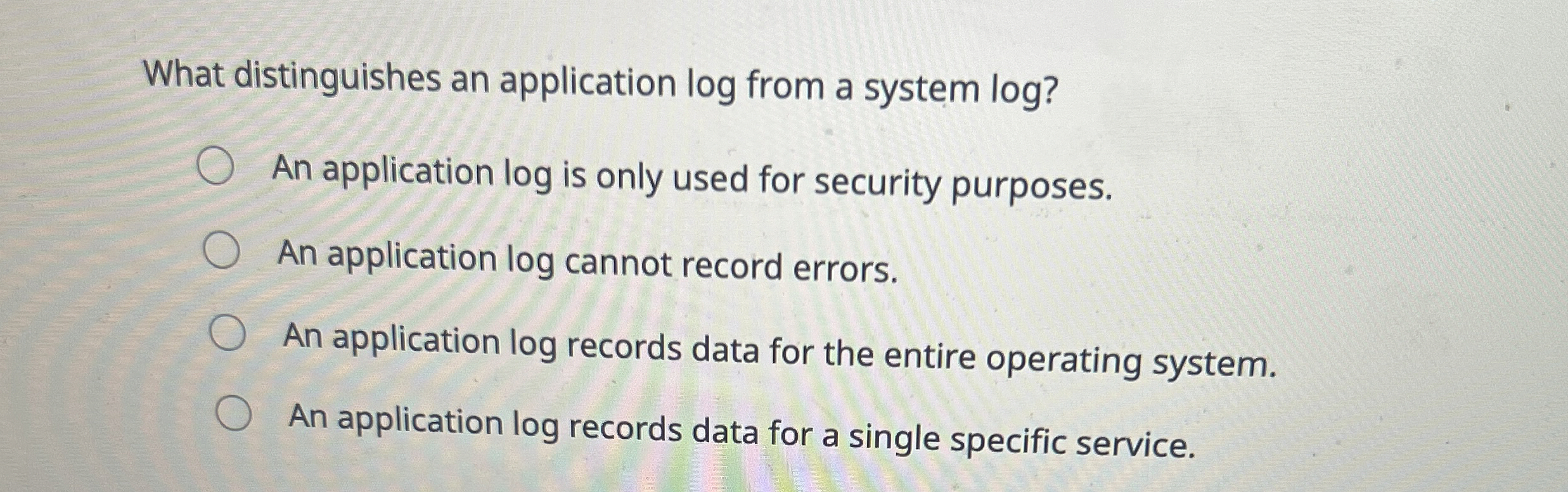 What distinguishes an application log from a