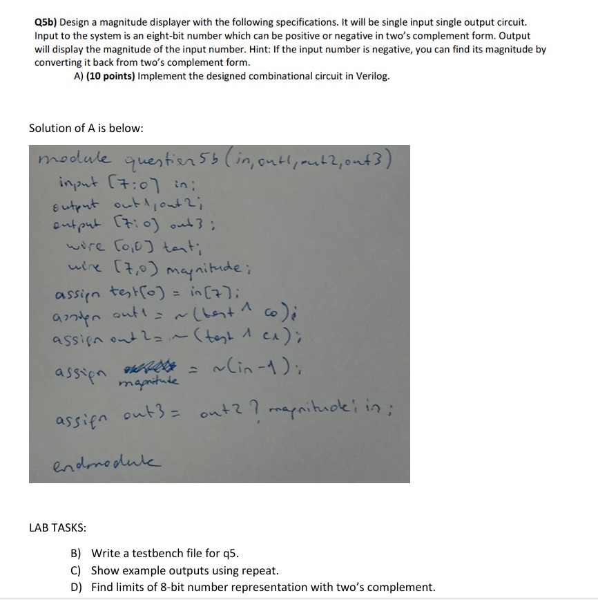 LAB TASKS: B ) Write a testbench file for q 5 . C