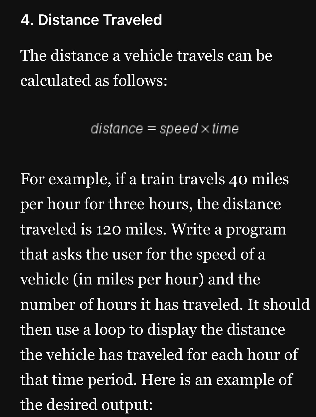 Distance Traveled The distance a vehicle travels
