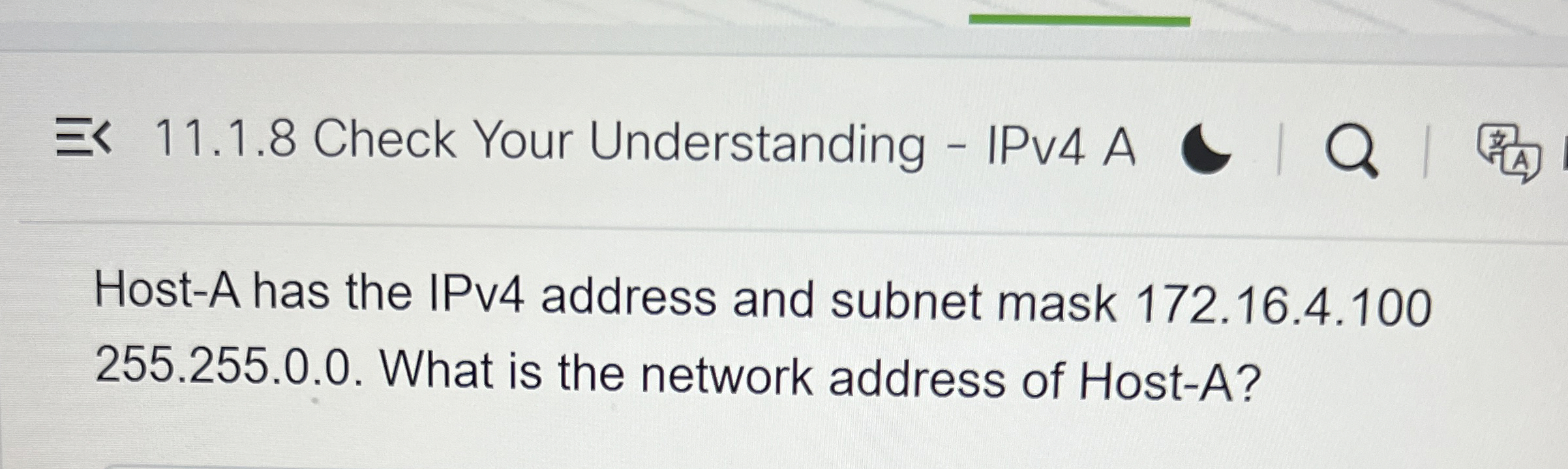 1 1 . 1 . 8 Check Your Understanding - IPv 4 A