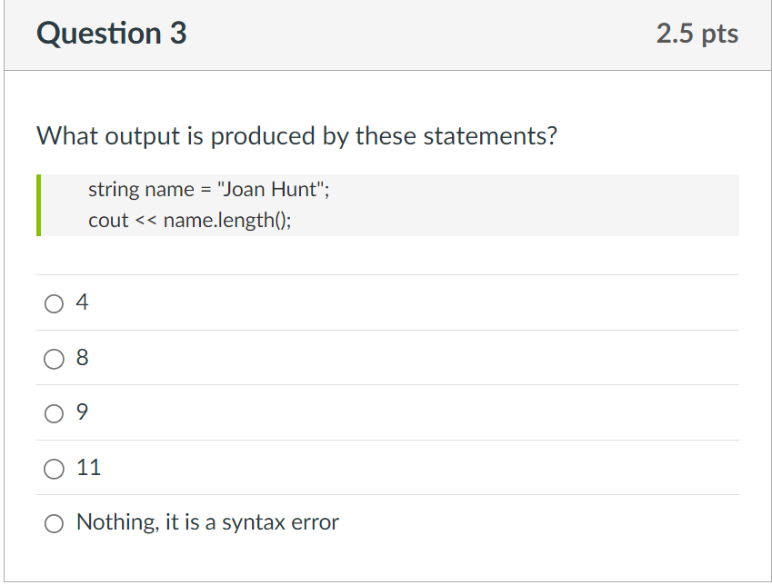 Question 3 What output is produced by these