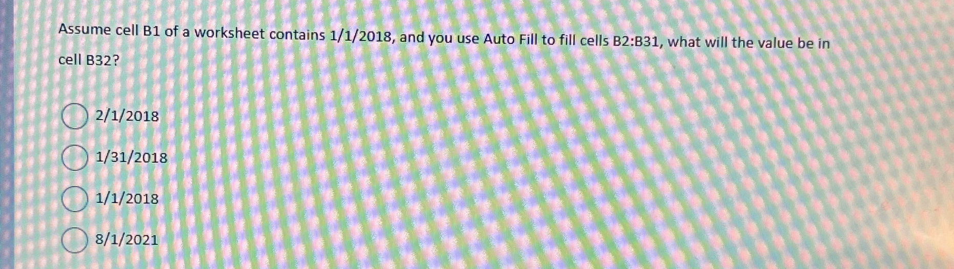 Assume cell B 1 of a worksheet contains 1 1 ? 2 0