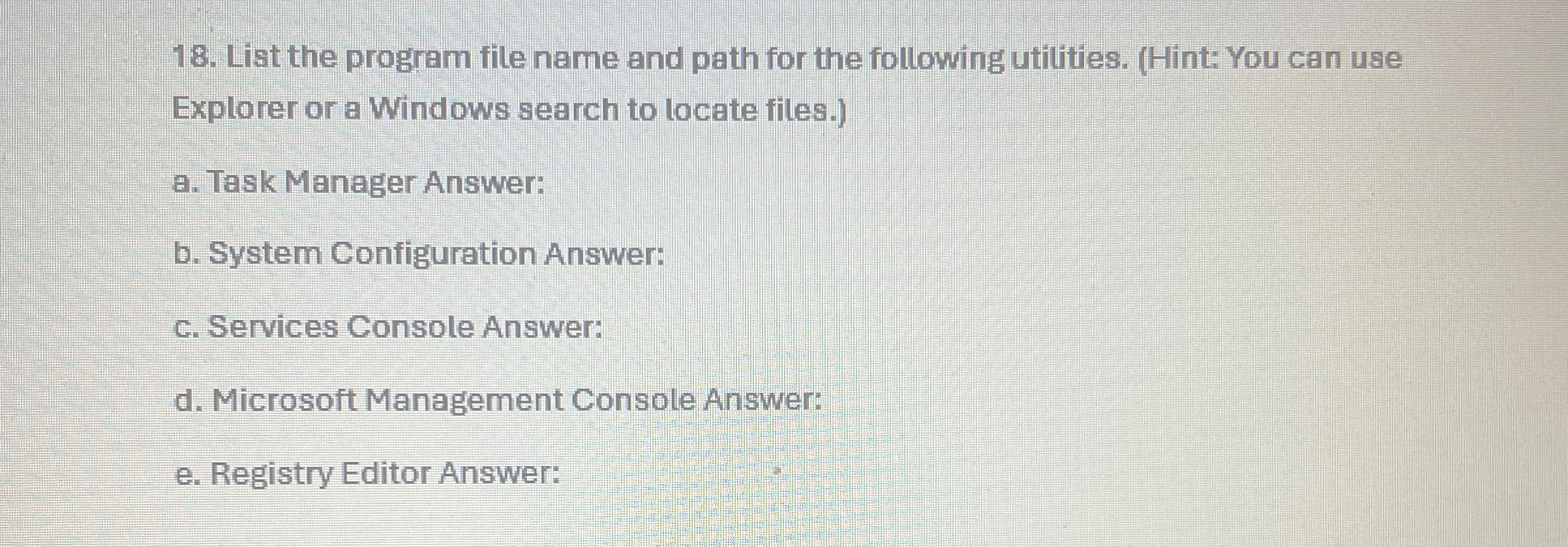 List the program file name and path for the