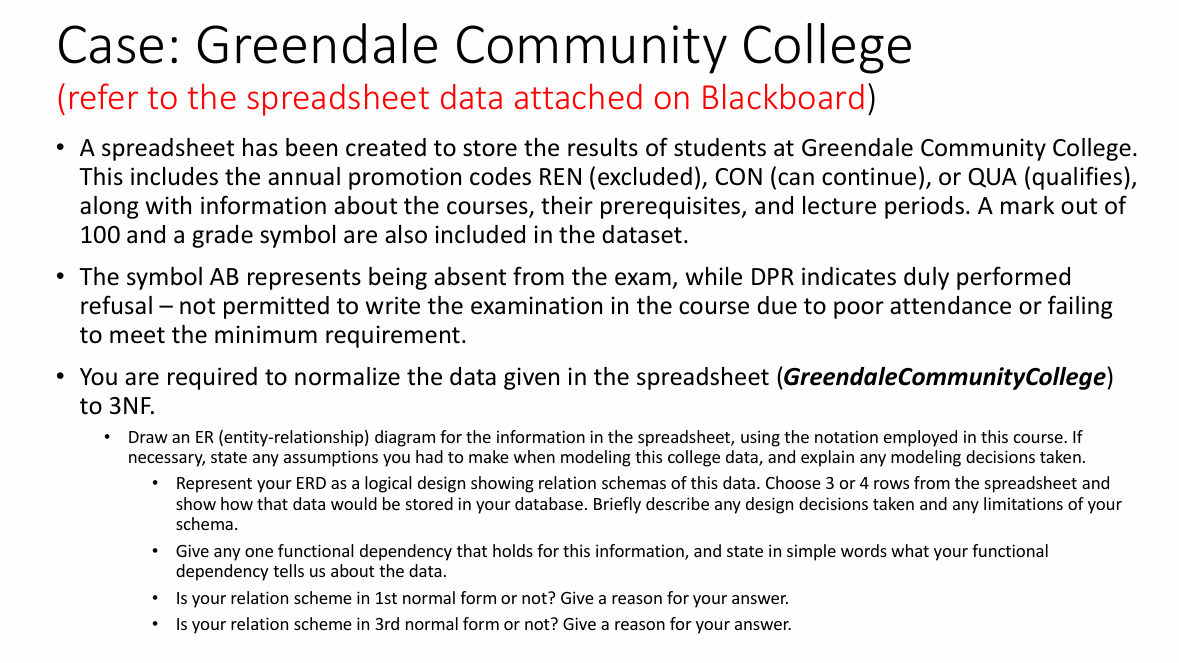 to 3 NF . - Draw an ER ( entity - relationship )