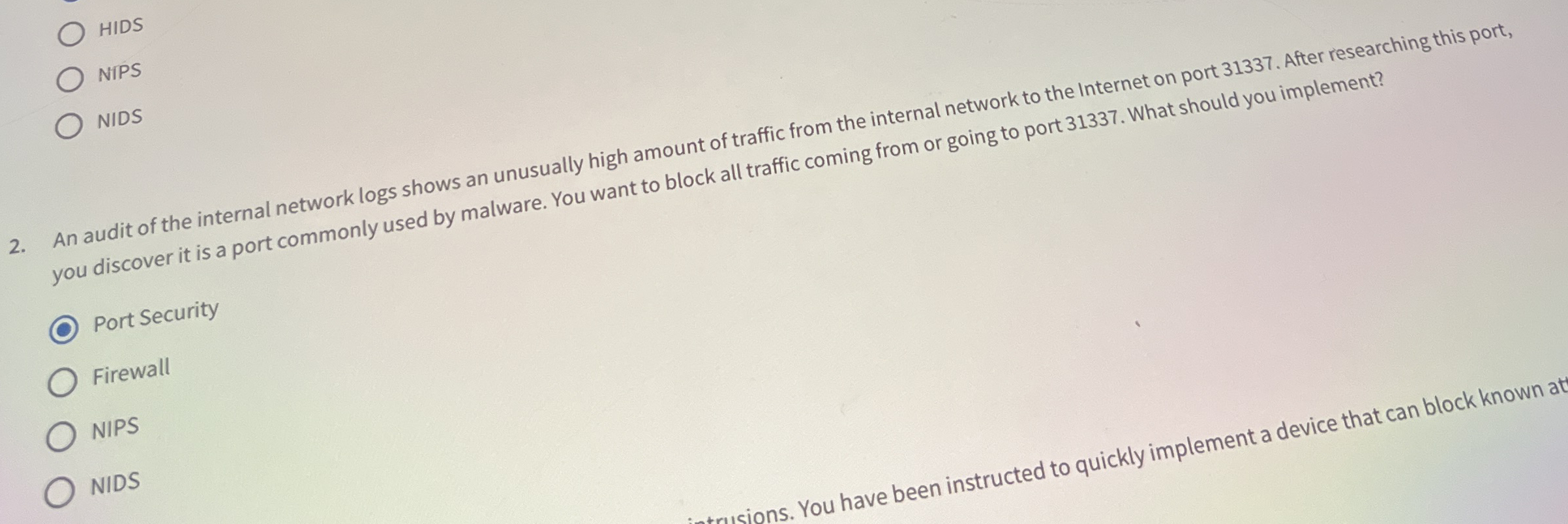 HIDS NIPS NIDS you discover it is a port commonly