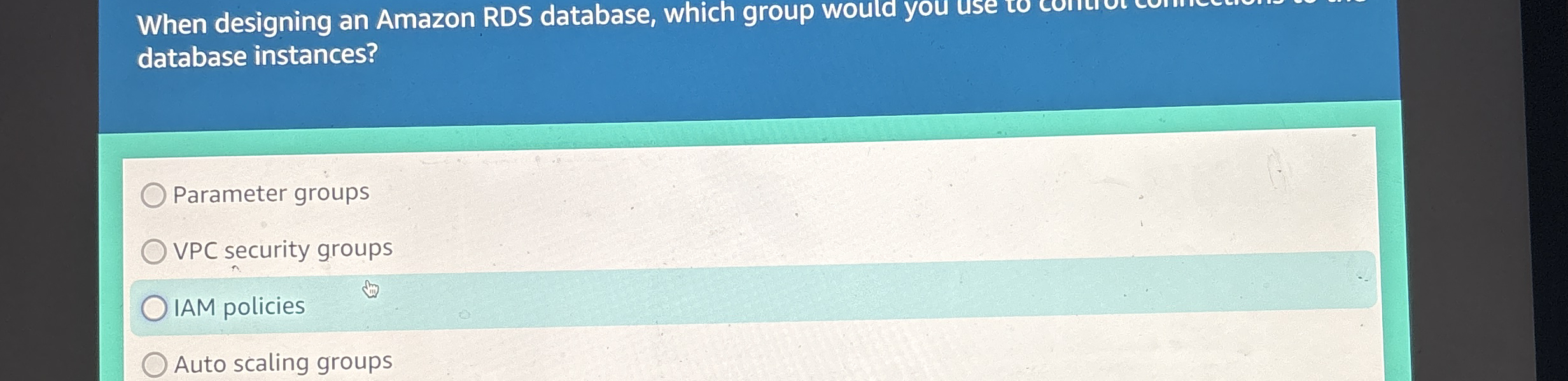 When designing an Amazon RDS database, which
