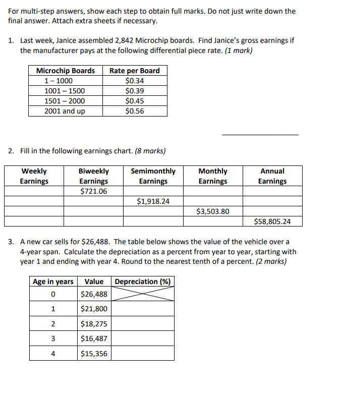 For multi-step answers, show each step to obtain