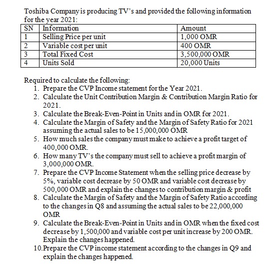 Toshiba Company is producing TV's and