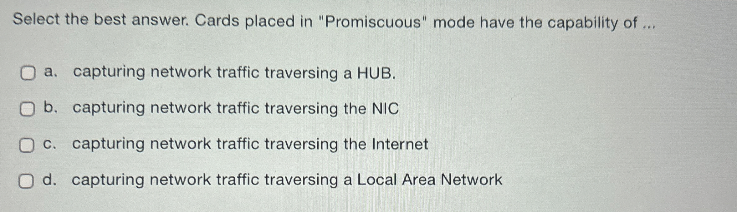 Select the best answer. Cards placed in