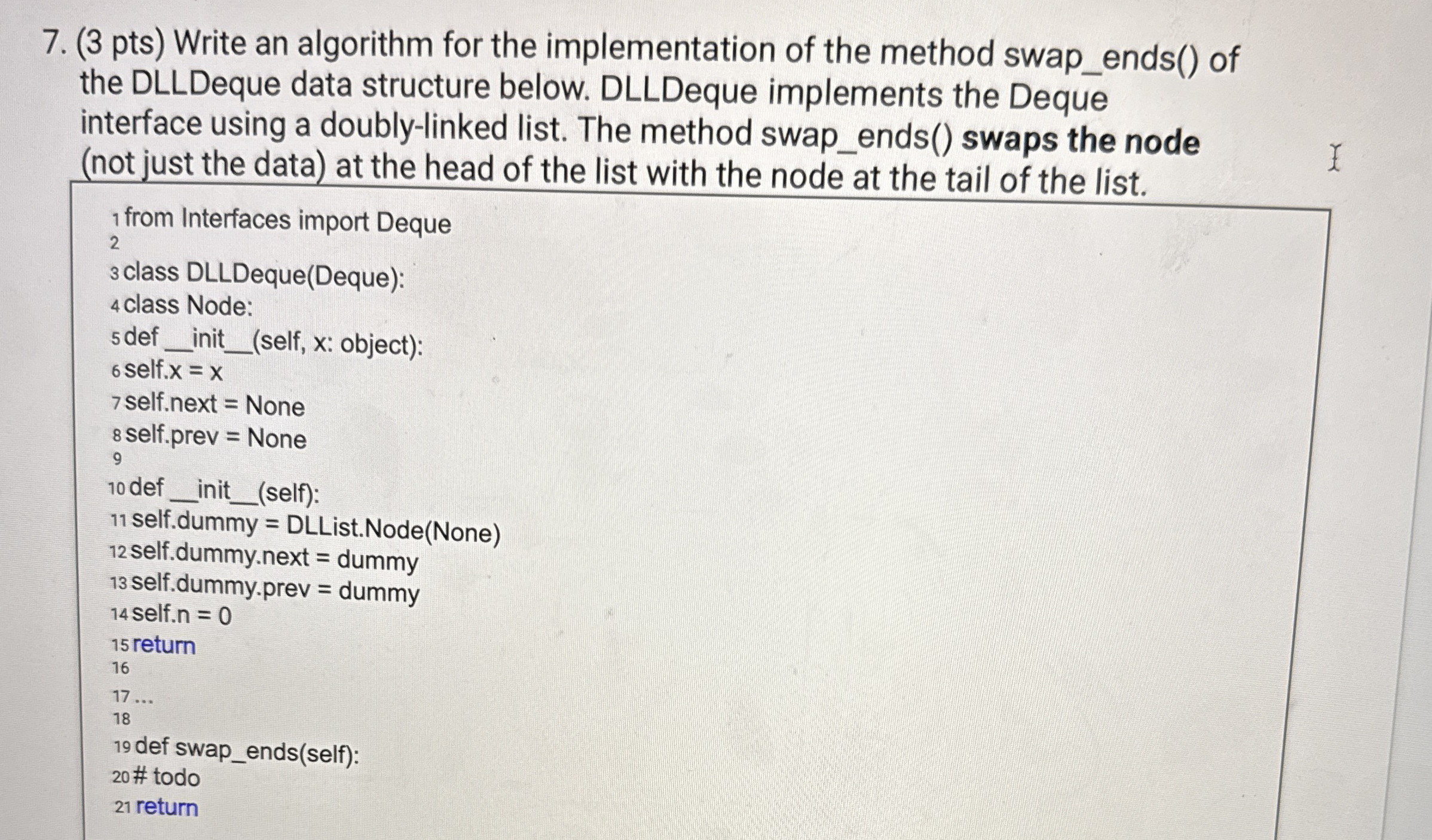 ( 3 pts ) Write an algorithm for the