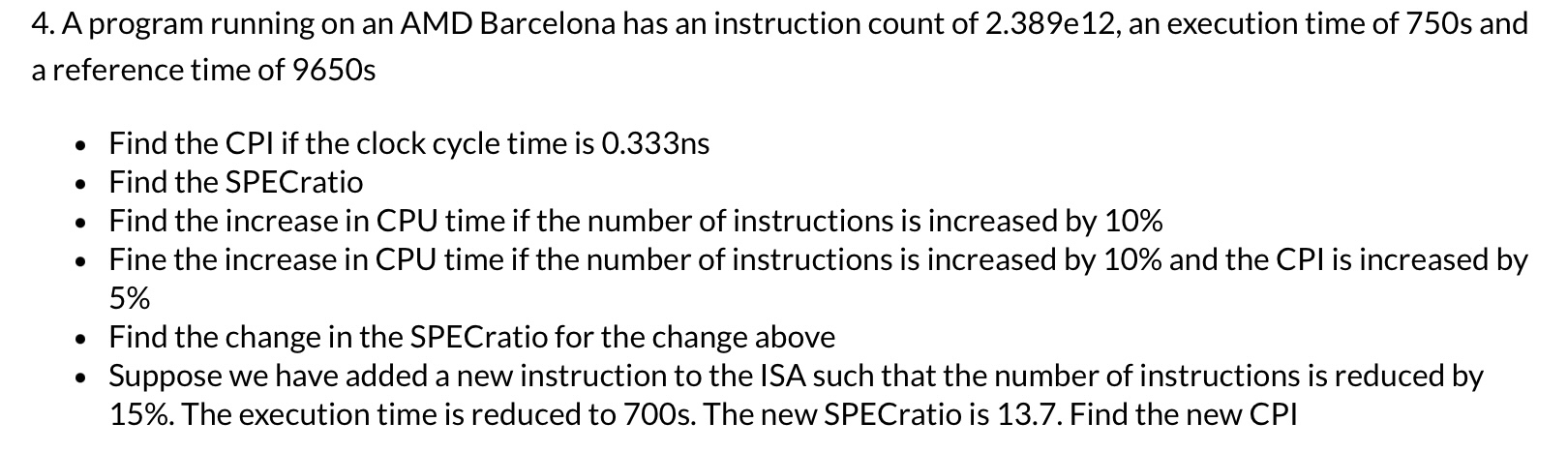 A program running on an AMD Barcelona has an