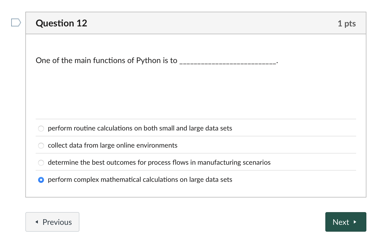 Question 1 2 One of the main functions of Python