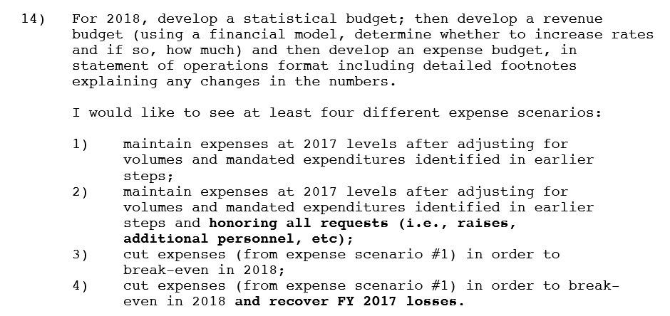 14) For 2018, develop a statistical budget; then