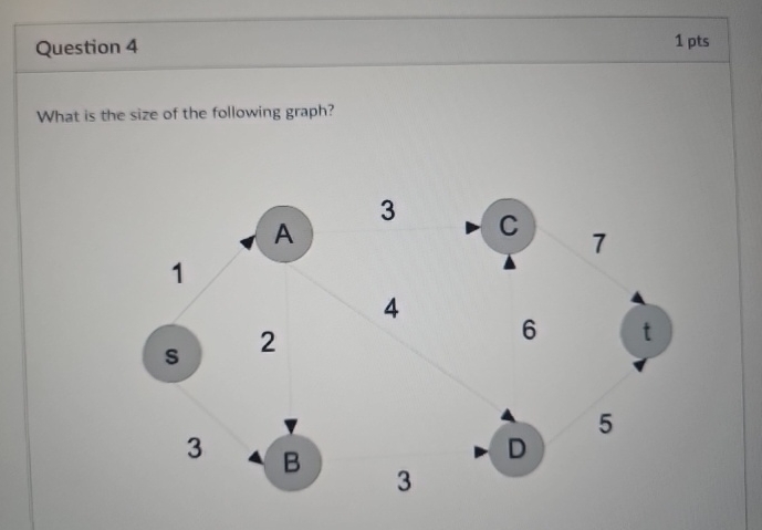 Question 4 What is the size of the following