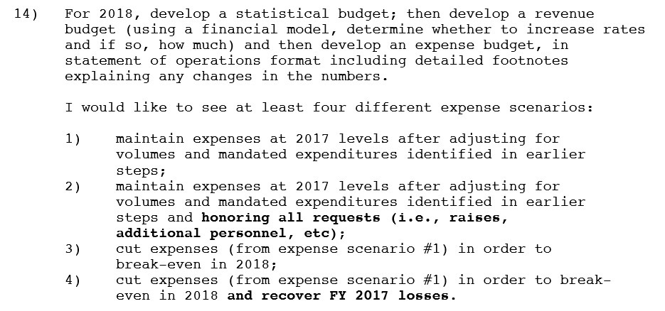 14) For 2018, develop a statistical budget; then
