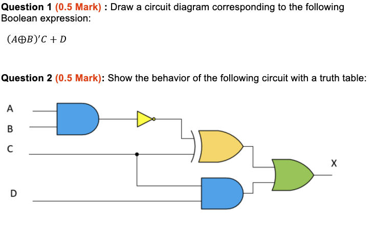 Question 1 : Draw a circuit diagram corresponding