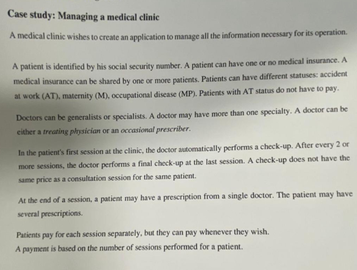 Case study: Managing a medical clinic A medical