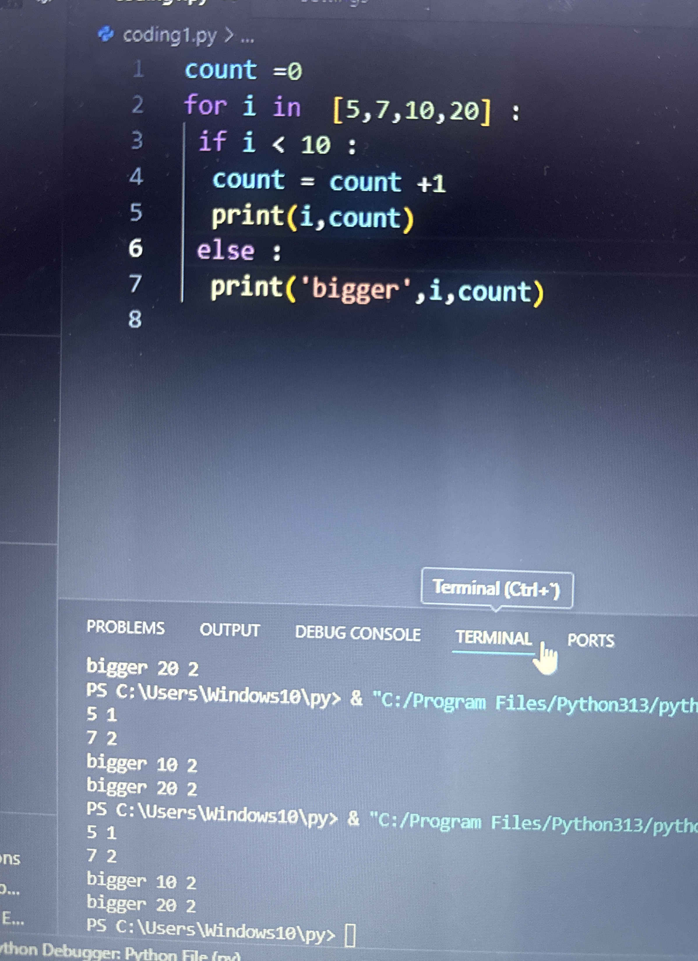 How can i make the counter = 0 for i = 1 0 and 2