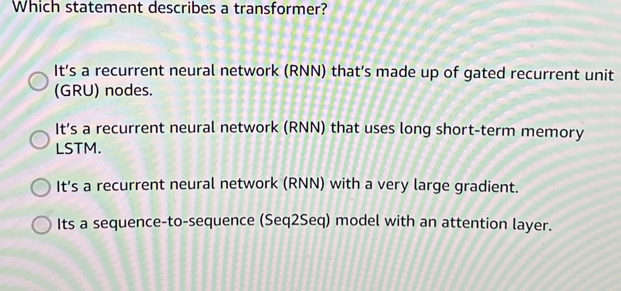 Which statement describes a transformer? It's a