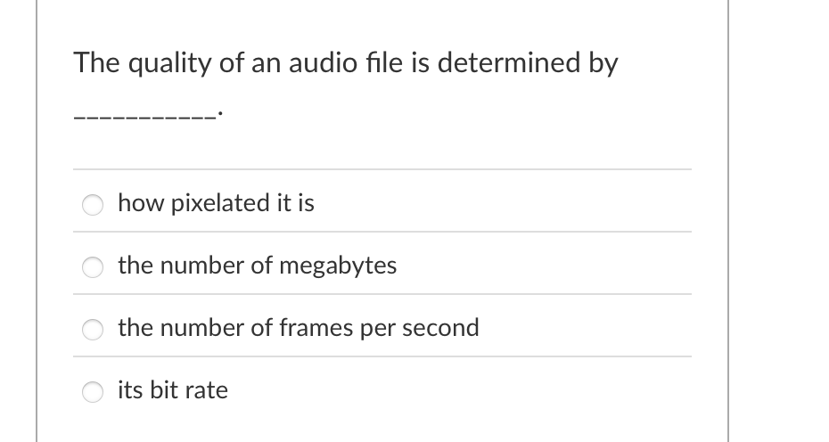 The quality of an audio file is determined by how