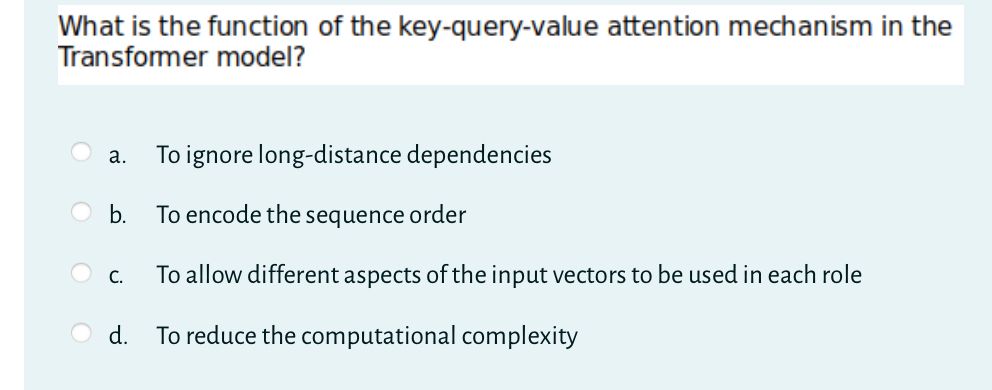 What is the function of the key - query - value