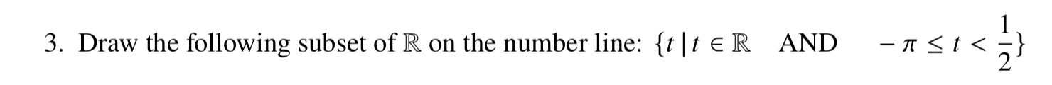 Draw the following subset of R on the number