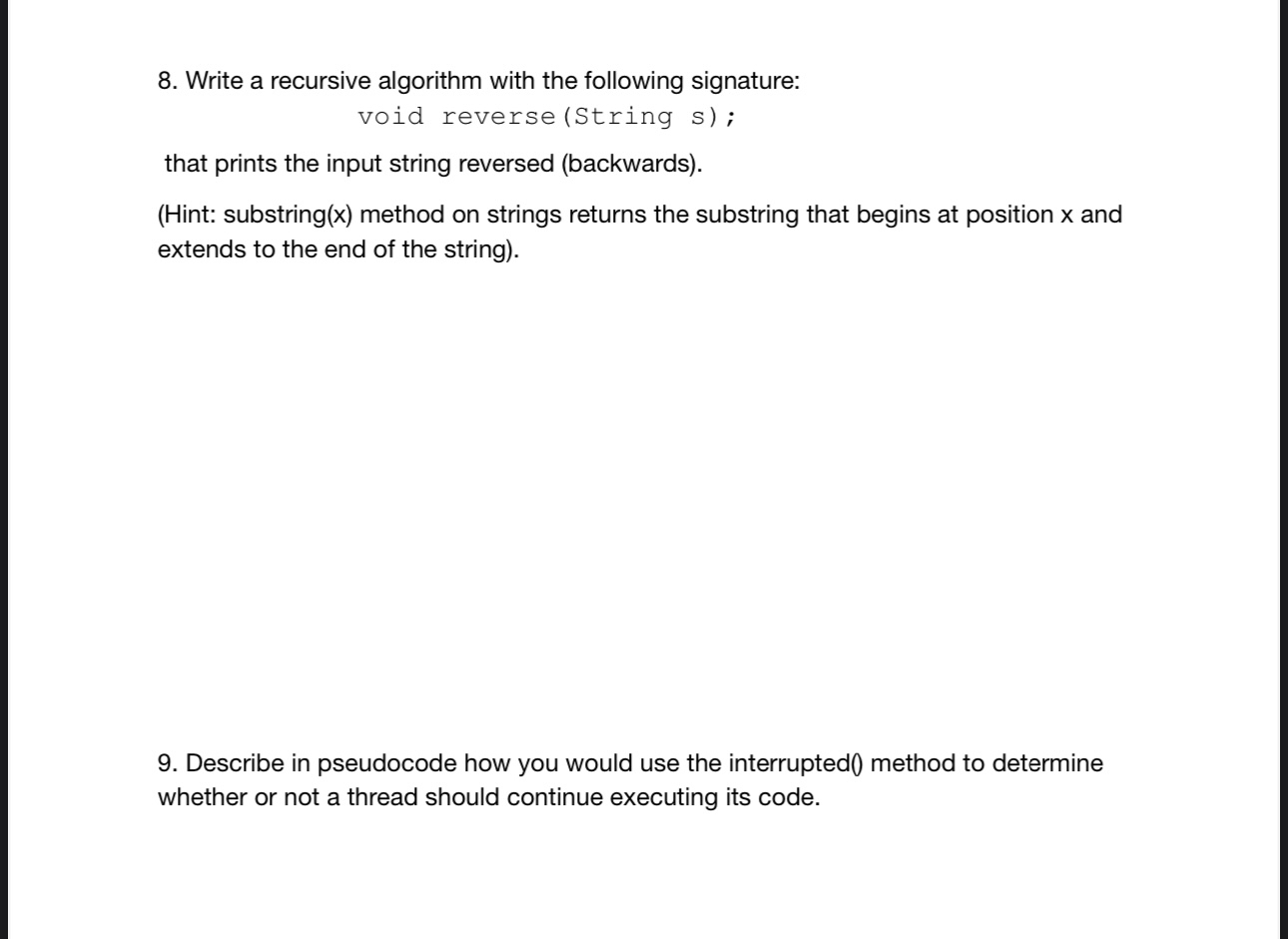 USING JAVA Write a recursive algorithm with the