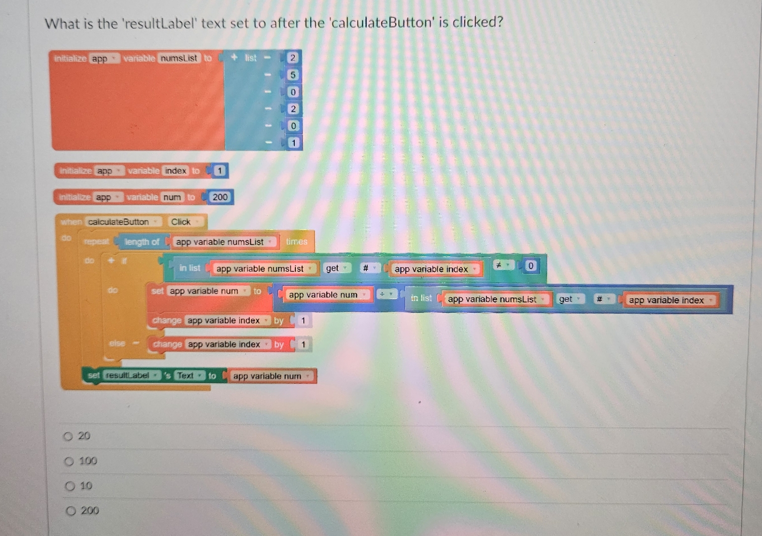 What is the 'resultLabel' text set to after the