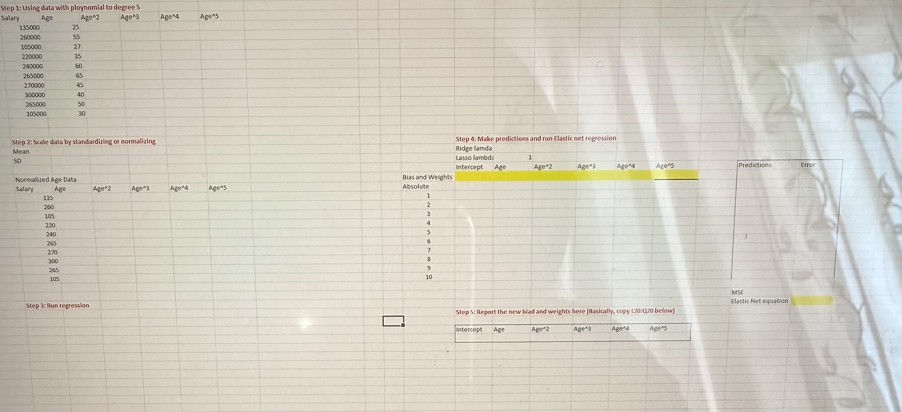 loynomial to degree 5 SalaryAgeAge ^ 2 ^ 3 Age ^