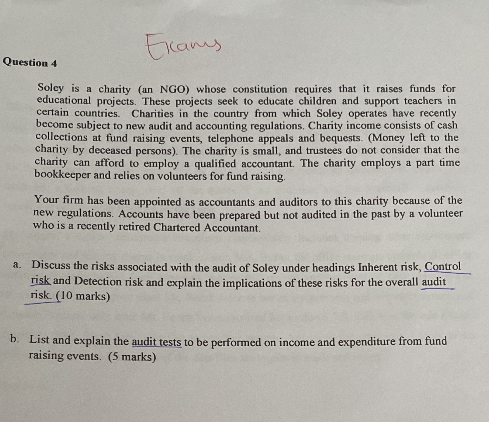 Exams Question 4 Soley is a charity (an NGO)