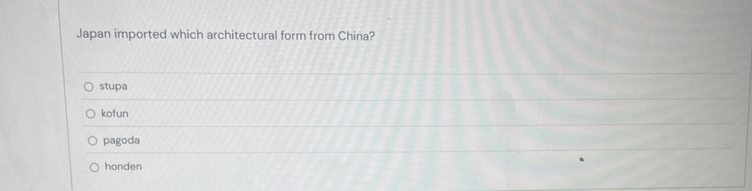 Japan imported which architectural form from