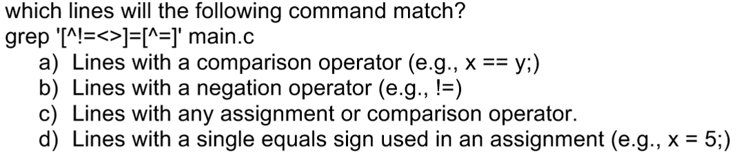 which lines will the following command match?