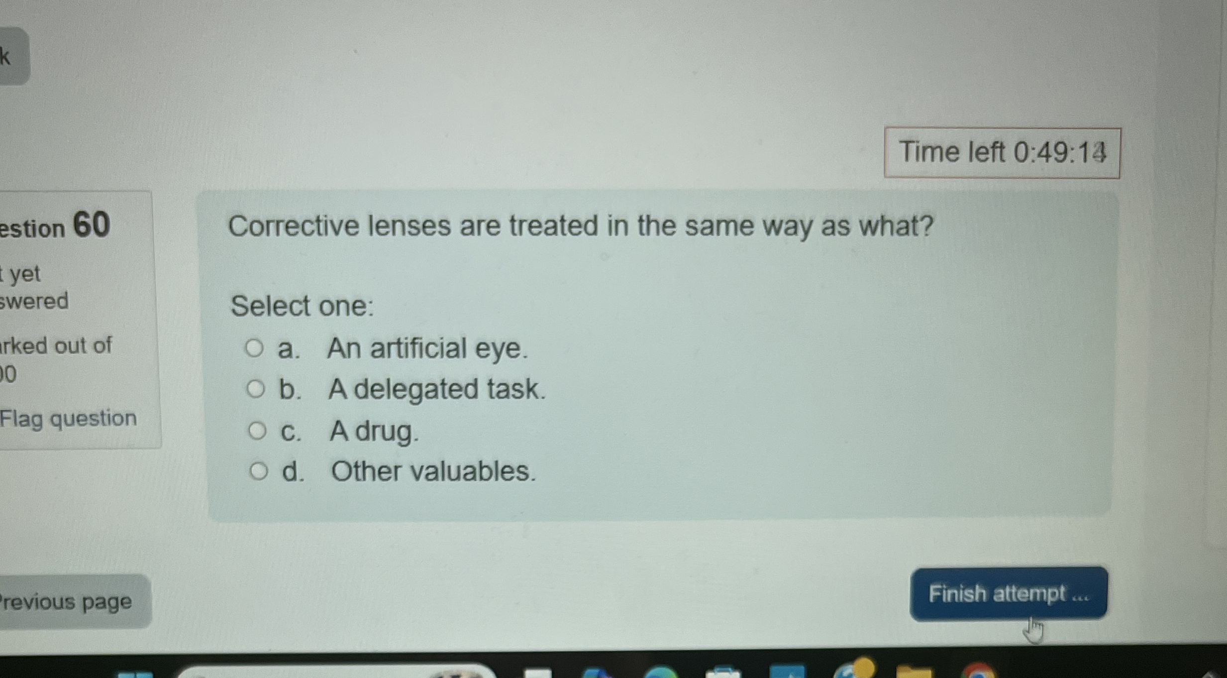 Time left 0 : 4 9 : 1 3 estion 6 0 Corrective
