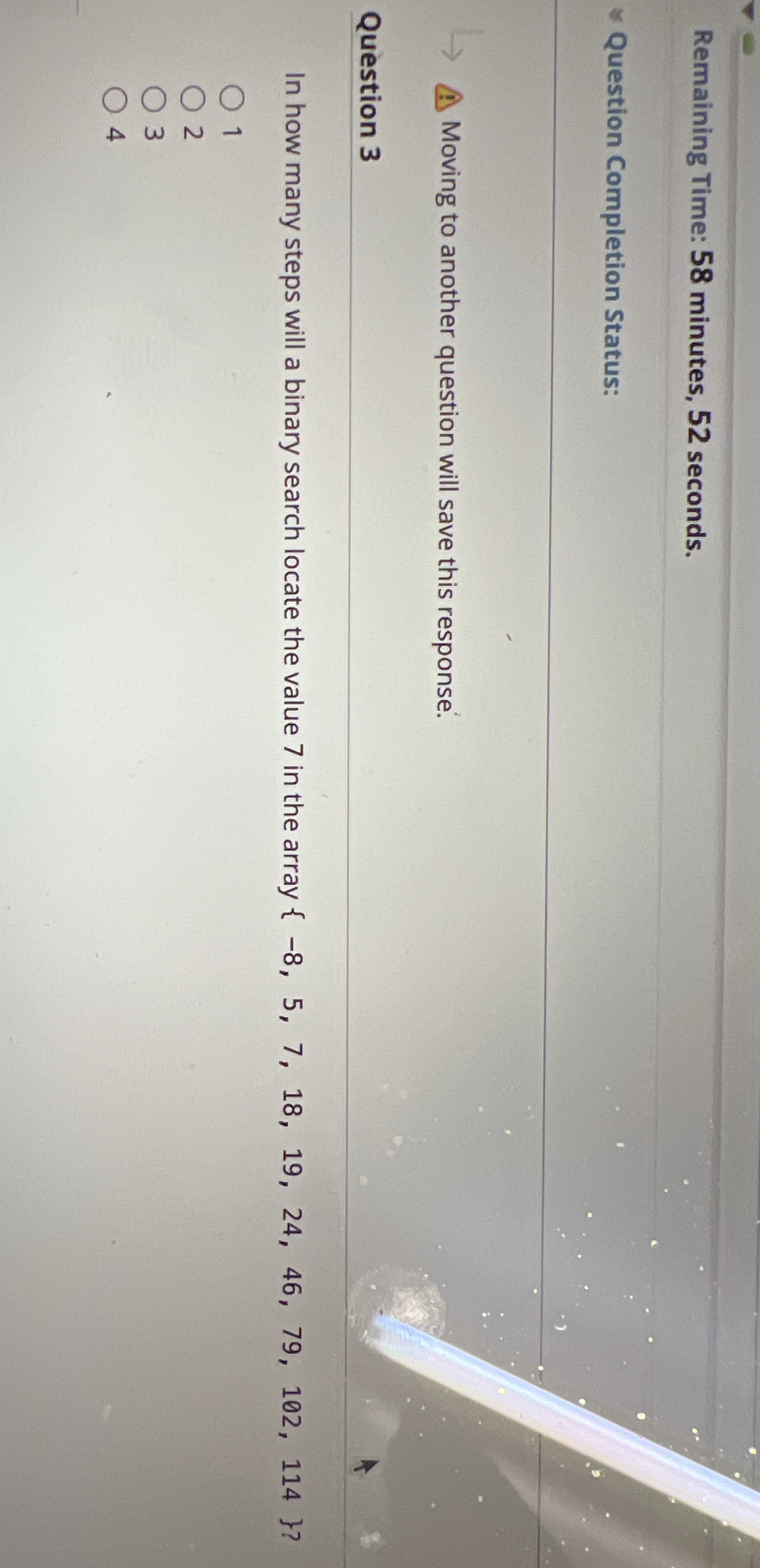 Remaining Time: 5 8 minutes, 5 2 seconds.