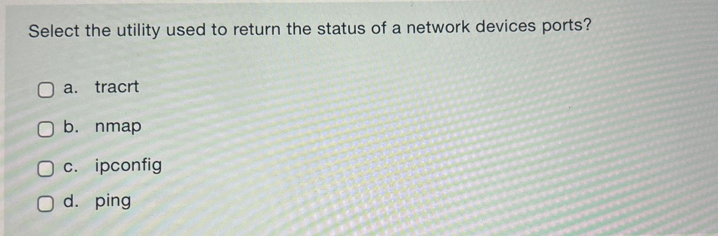 Select the utility used to return the status of a