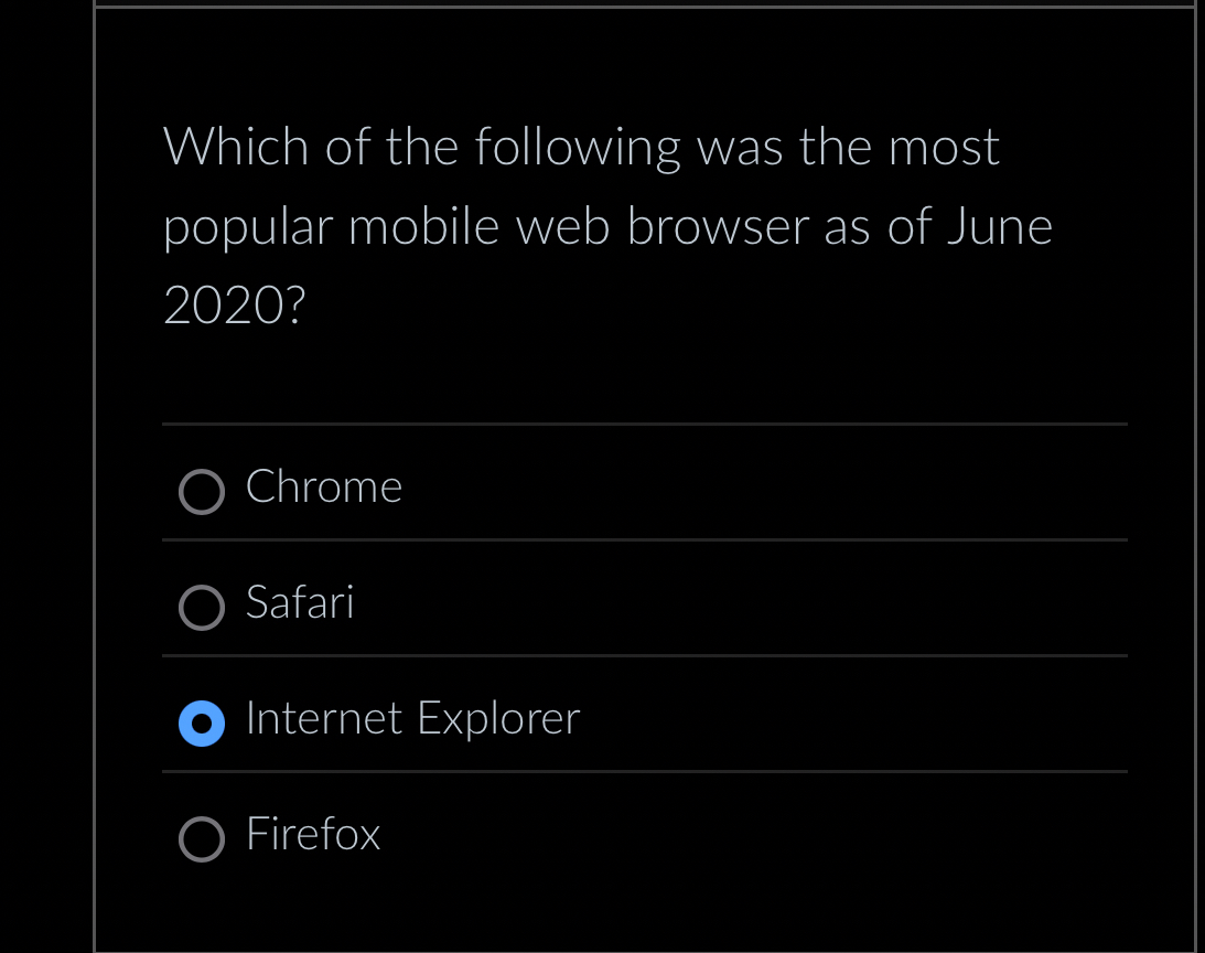 Which of the following was the most popular