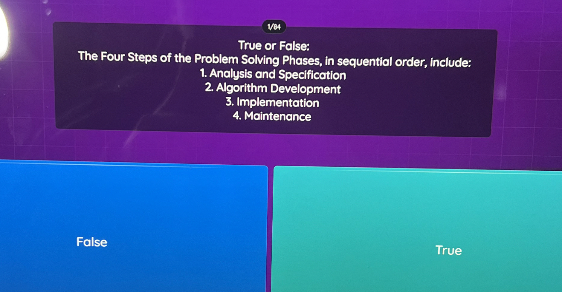 1 8 4 True or False: The Four Steps of the