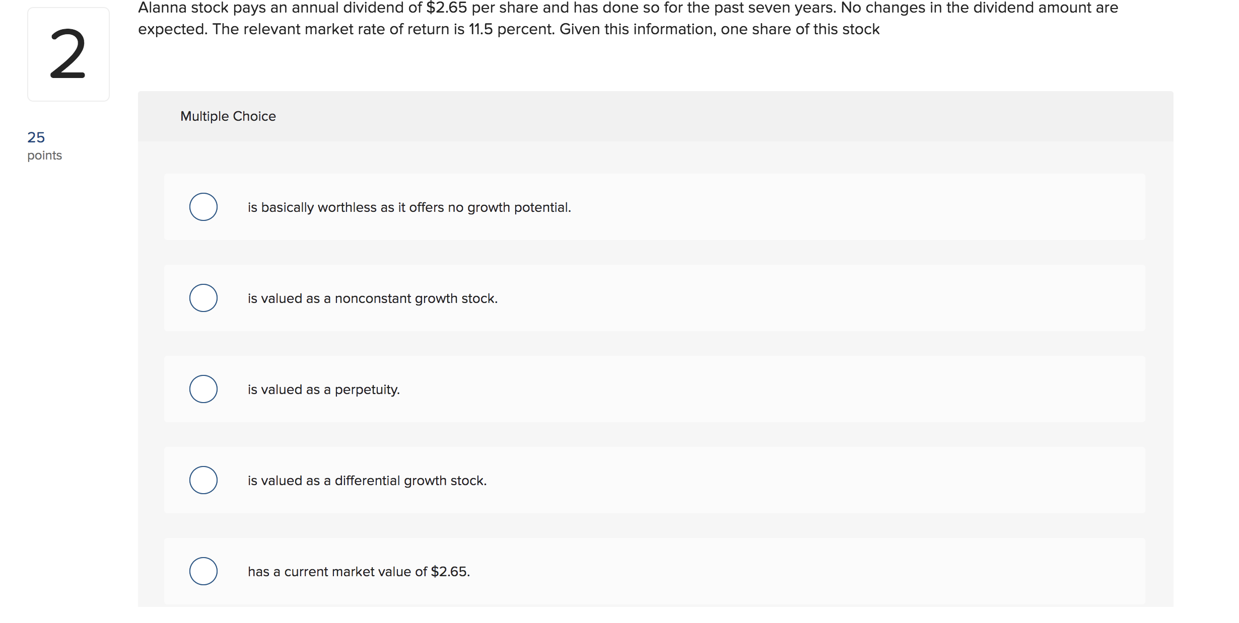 75 points Upton Co. is growing quickly. Dividends